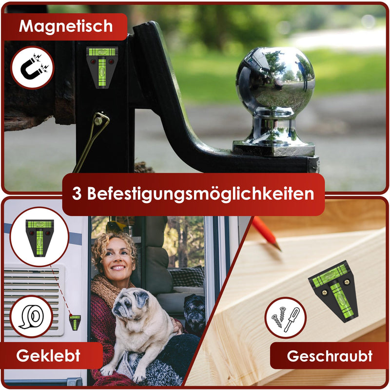 [Australia - AusPower] - WEIDEBACH® 2 x Robust Spirit Level, Small, Magnetic Mini Spirit Level, Black, Small Spirit Level, Shatterproof, Camping Spirit Level, Caravan, Cross Spirit Level 2 Stück 