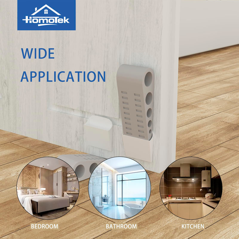 [Australia - AusPower] - HOMOTEK 2 Pack Wedge Rubber Door Stops Door Chucks Stoppers Wall Protector for Floor & Bottom of Door with Self Adhesive White Holder, 5"x1-9/16"x1-5/16" (Gray) Gray 