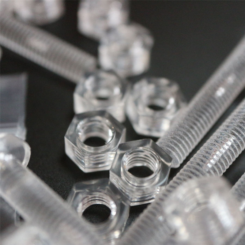 [Australia - AusPower] - Pack of 60 Transparent Clear Plastic, Pan Head, M4 x 40mm Nuts & Bolts, Washers -Acrylic Plastic Screws, (5/32 x 1 37/64 in) 