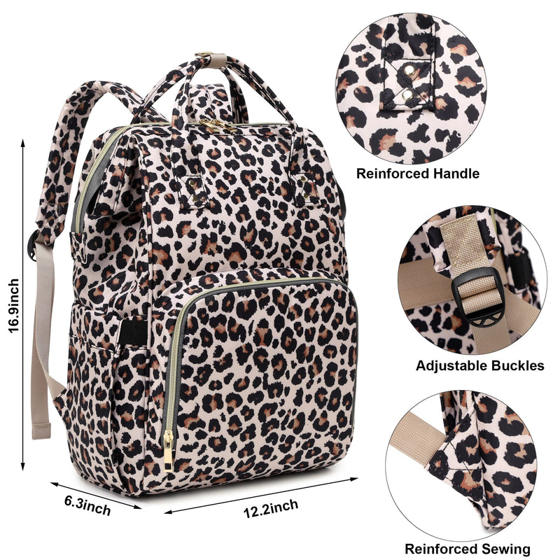 [Australia - AusPower] - Leopard Women Laptop Backpack, College School Backpack Bookbag 15.6 Inch Computer Backpacks for Work Business Travel Leopard 