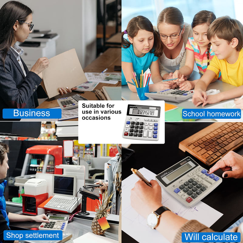 [Australia - AusPower] - Desk Calculator 12 Digit Extra Large 4.3-Inch LCD Display, Two Way Power Battery and Solar Calculators Desktop, Big Buttons Easy to Press Used as Office Calculators for Desk 