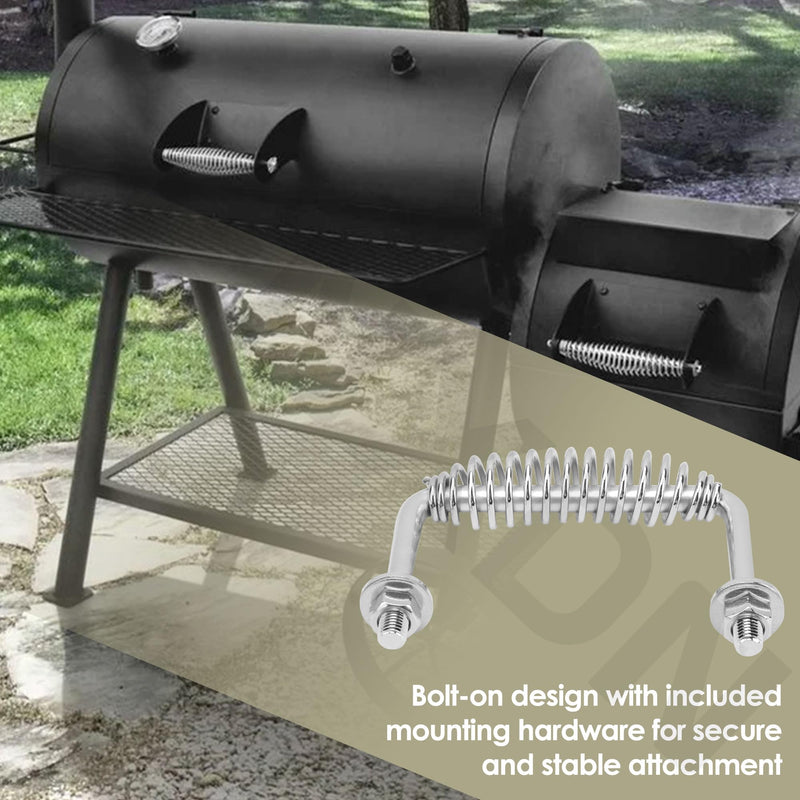 [Australia - AusPower] - 5-3/8" Stainless Spring Handle with 1/2" Seet Rod for BBQ Grills, Wood Stoves | Sturdy and Heavy Duty, Bolt on, Includes Hardware 