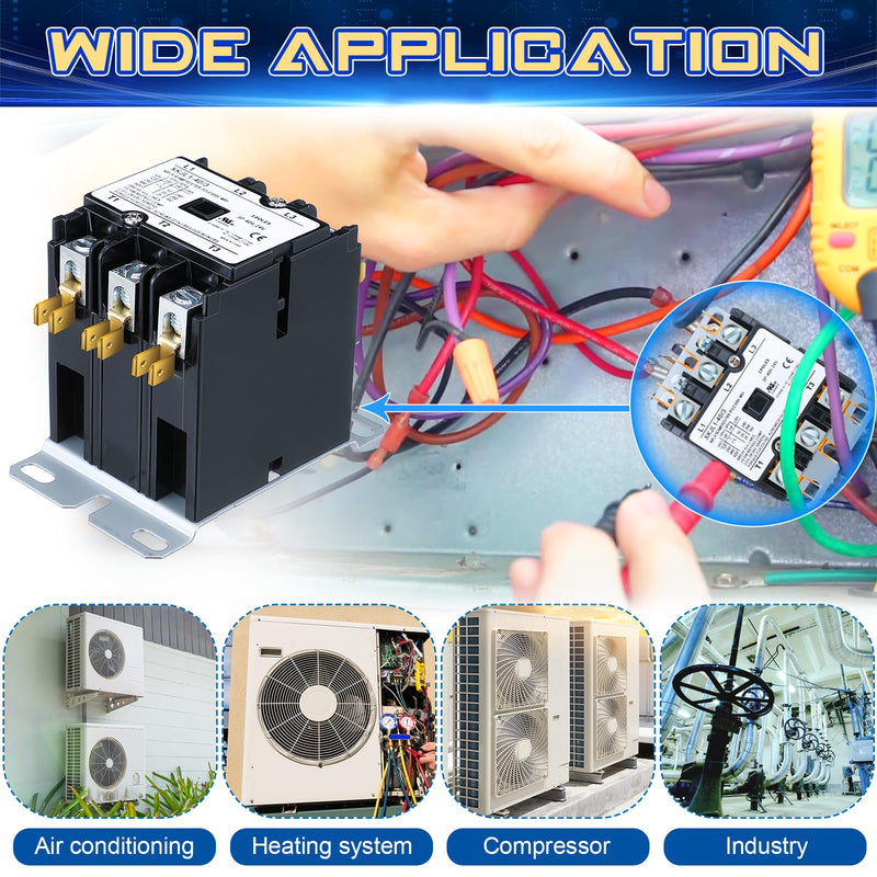 [Australia - AusPower] - Dreyoo Carrier HVAC Motor Contactor, 3 Pole 40Amp Air Conditioner Condenser Compressor Replacement Relays Compatible with C230B, Air Conditioner, Heat Pump, Refrigeration Systems (24V) 24.0 Volts 
