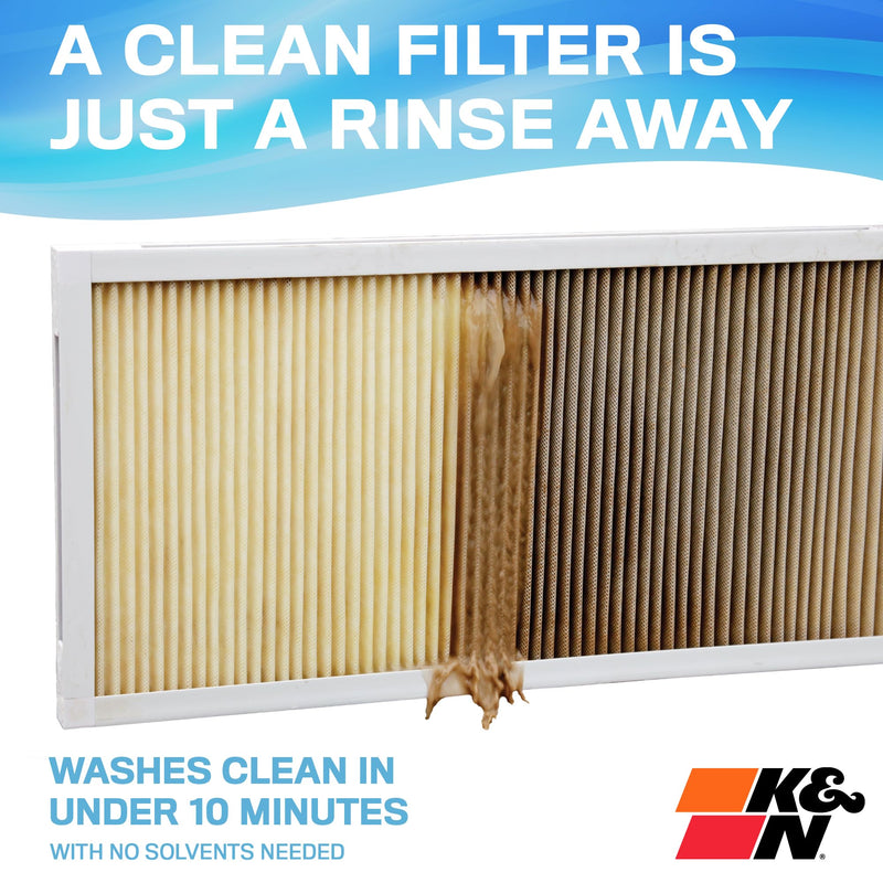K&N 12x24x1 Air Filter, Merv 11, Washable Air Filter, the Last Furnace Filter You Will Ever Buy, Breathe Safely at Home or in the Office (Actual Dimensions .8 x 23.6 x 11.6 inches) 11.6" x 23.6" x 0.8"