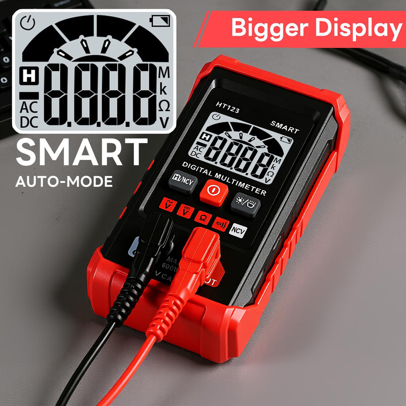 [Australia - AusPower] - HT123 Digital Multimeter, Automatic AC DC Voltmeter, Non Contact Voltage Tester, Smart Voltage Resistance Tester Multi Meter, Auto-Ranging, Sound & Light Alarms 