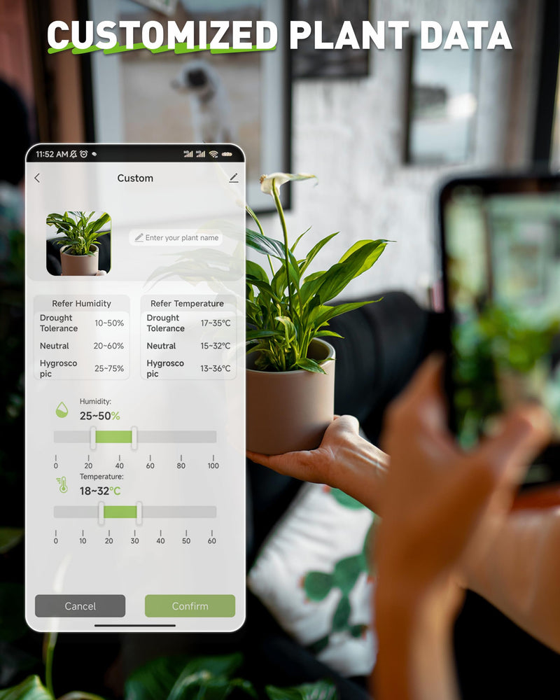 [Australia - AusPower] - RAINPOINT Bluetooth 2-in-1 Soil Moisture & Air Temp Meter, App Remote Monitoring, 20 Plant Database, Compatible with WiFi Hub TWG009 & Water Timer ITV102b 