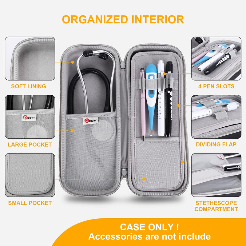 [Australia - AusPower] - Stethoscope Carrying Case, Hard Stethoscope Case Compatible for 3M Littmann Classic III, Cardiology IV Diagnostic, MDF Acoustica Stethoscopes and Other Nurse Accessories (PU Black) Pu Leather_Black 