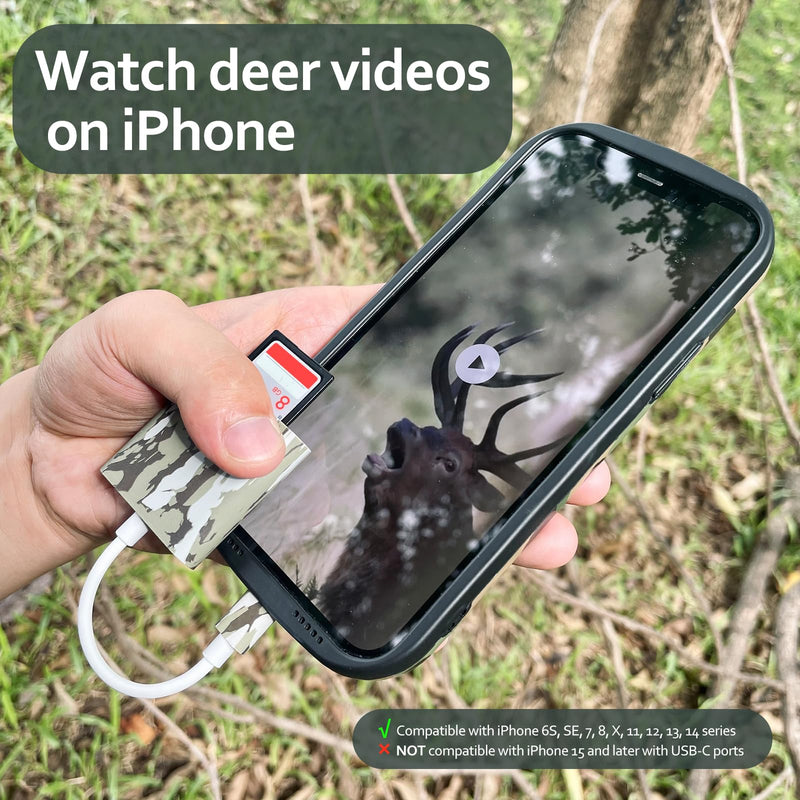 [Australia - AusPower] - Trail Camera Viewer, Plug & Play for Hunters to View Images and Videos from Game Camera for iPhone 6S, SE, 7, 8, X, 11, 12, 13, 14 Series For iPhone 6S - 14 series 