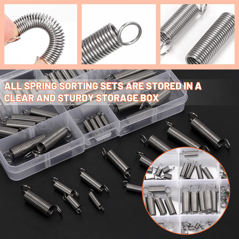 [Australia - AusPower] - Tanstic 60Pcs 12 Sizes Extension Spring Assortment Kit Extension Spring Assorted Size Small Springs Stainless Steel Extension Spring for Home Repairs and DIY 60 