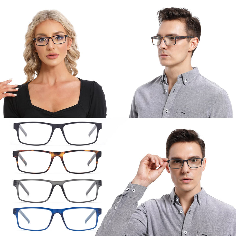 [Australia - AusPower] - Reading Glasses for Men Women, Spring Hinge Readers Glasses, Blue Light Blocking Lens Eyeglasses SR20523 4 Pairs Mix 1.75 x 