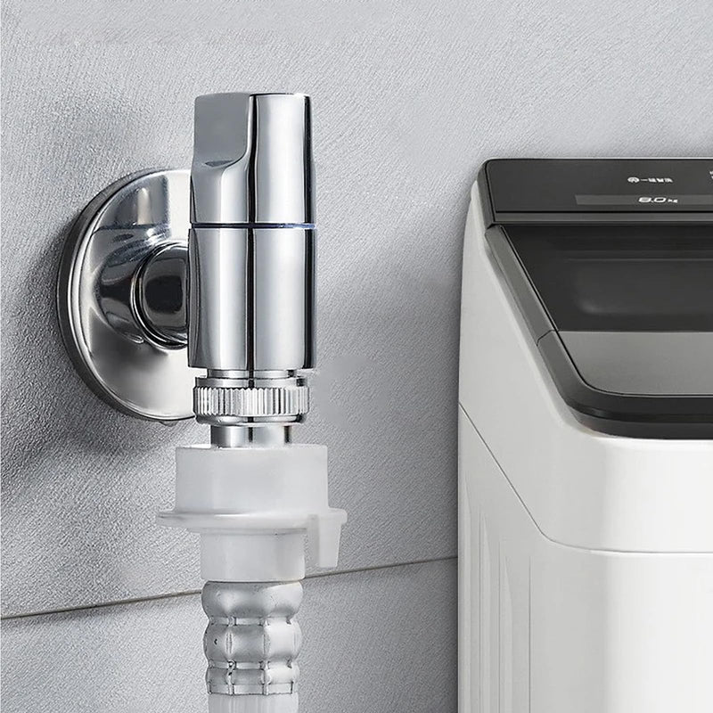 [Australia - AusPower] - Washing Machine Angle Valve, 1/2 Inch Washing Machine Tap, Brass, Stainless Steel Quick Release Angle Valve, Water Stop, Automatic Water Stop Valve, Tap, Suitable for Washing Machine (Silver) 