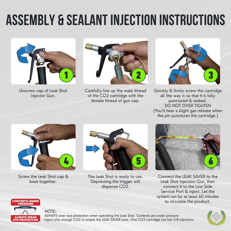 [Australia - AusPower] - Leak Sealant Injector for MVAC & Automotive | Compatible with Leak Saver AC Leak Sealer + UV Dyes | Pro Grade Reinforced Injection Gun Automotive Sealant Injector 