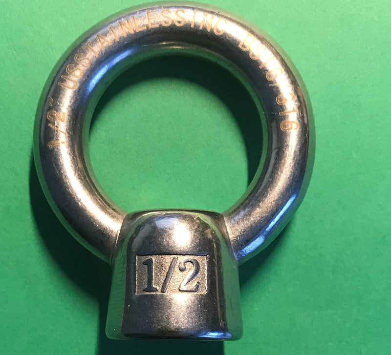 [Australia - AusPower] - US STAINLESS Stainless Steel 316 Lifting Eye Nut 1/2" UNC Marine Grade Pitch of 13 