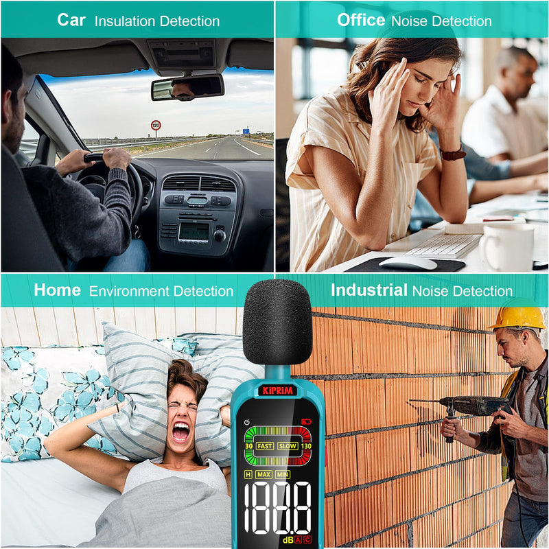 [Australia - AusPower] - Kiprim NM01 Decibel Meter with Max/Min Value Recording Volume Meter Sound Level Meter DB Meter with A/C Weighting and Backlit LCD Screen - Includes Carry Bag 