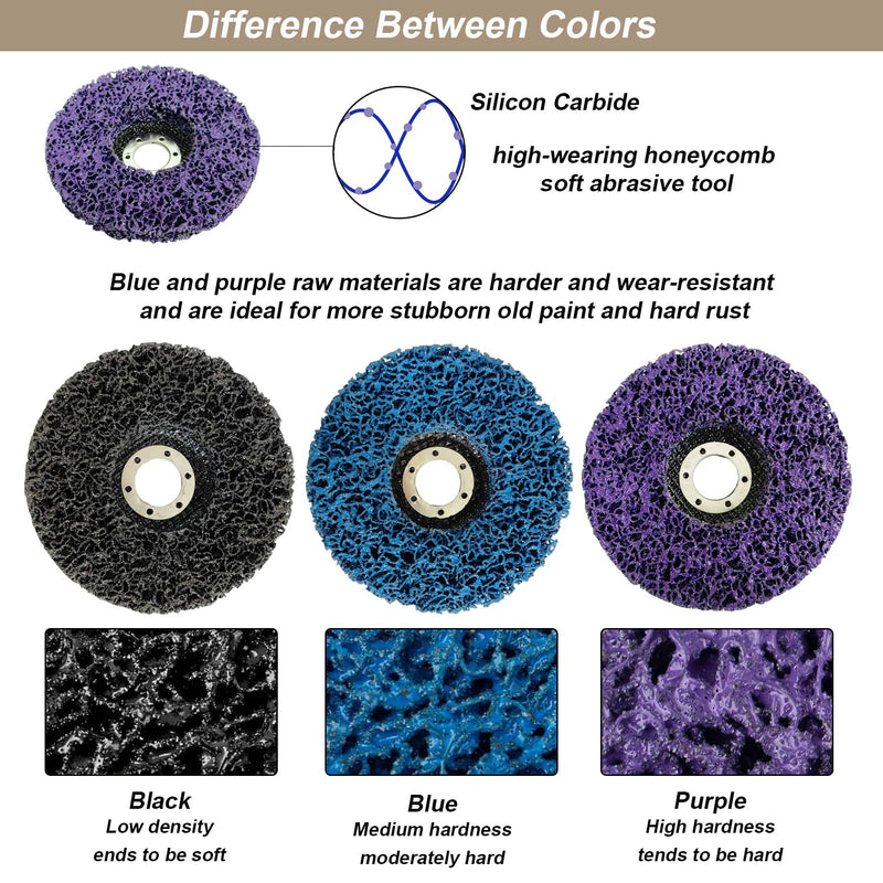 [Australia - AusPower] - Cleaning Disc Set 5 Pieces Mixed CSD Disc Sanding Disc 125 x 22 mm Coarse Cleaning Disc Strip Discs CSD Cleaning Fleece for Angle Grinder Removal of Paint Rust Welds Oxidation Mixed colours 