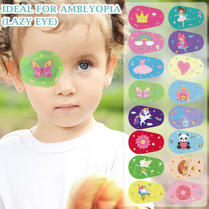 [Australia - AusPower] - Adhesive Eye Patches for Kids Girls 16 Styles Toddler Eye Patches Bulk Latex Free Eye Pad Light Blocking Fun Cute Designs Cotton Adhesive Bandages for Kids Toddler Girls Boys(80 Pcs) 80 