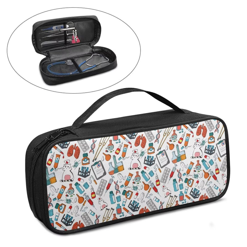 [Australia - AusPower] - Nurse Cat Stethoscope Case with Handle & Mesh Pockets Lightweight Stethoscope Carrying Bag Organizer for Nurse Accessories Shockproof Protectors Nurse Cat 