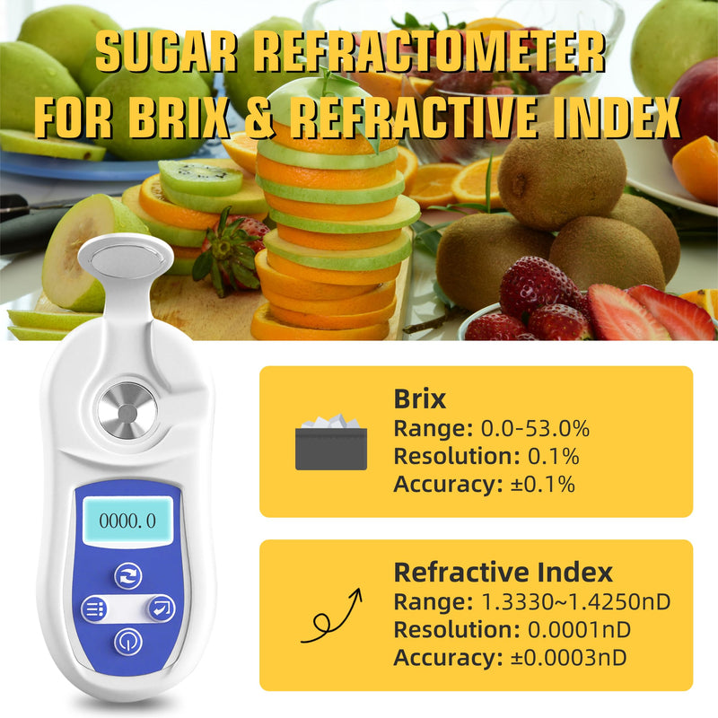 [Australia - AusPower] - 0-53% Brix Refractometer Digital Sugar Content Tester with ATC Refractometer to Measure Brix & Refractive Index Waterproof Sugar Refractometer for Cutting Fluid, Canned Food (Model AMR150) Brix & Cutting Fluid Refractometer 