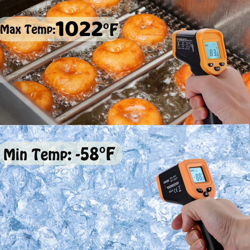 [Australia - AusPower] - Infrared Thermometer Gun for Cooking, Laser Thermometer Gun for Blackstone Pizza Oven, -58?~1022? Non Contact Temperature Gun with Carrying Storage Case, LCD Backlit (NOT for Human) Black 