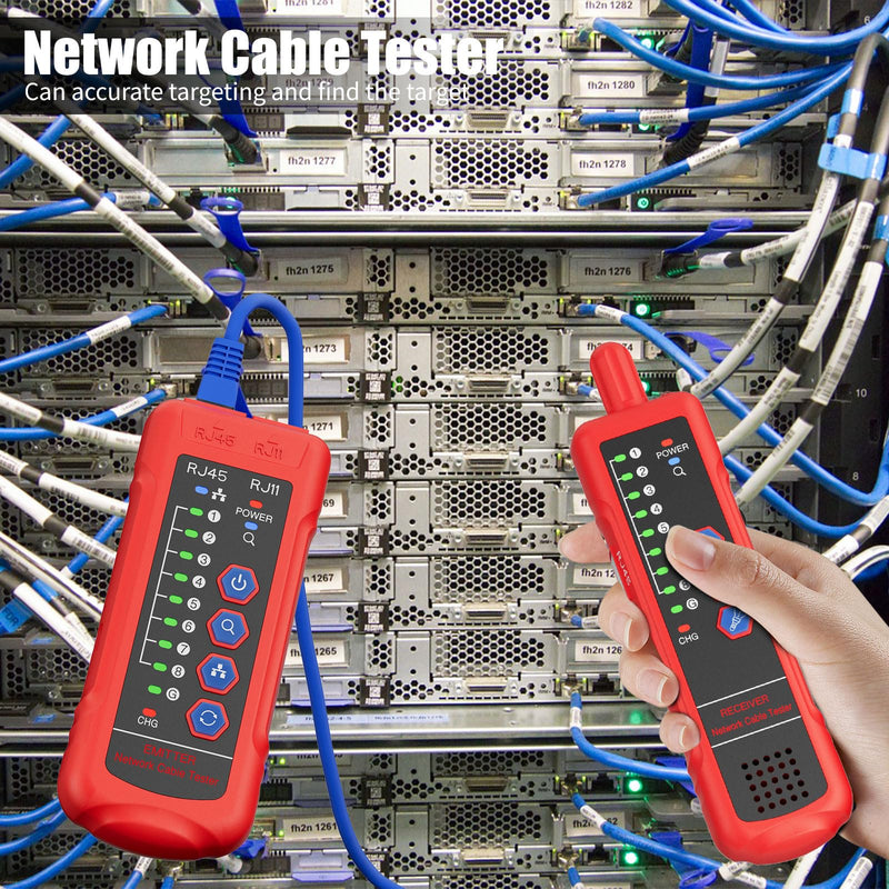 [Australia - AusPower] - Network Cable Tester RJ45 RJ11 Cable Tracker Line Finder, Ethernet Cable Tester with PoE, CAT5 CAT6 with Earphone for Cable Collation, Network Maintenance Collation, Telephone Line Test Basic 