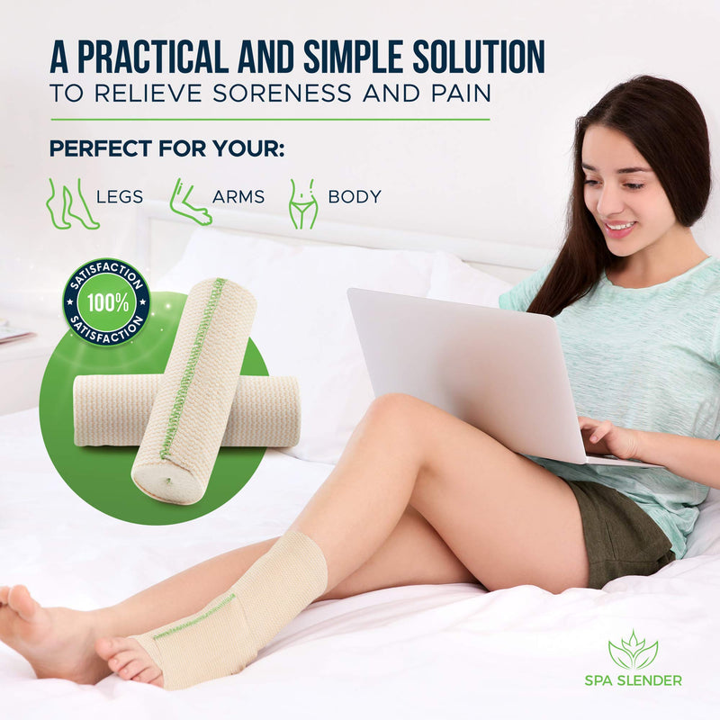 [Australia - AusPower] - Long Elastic Bandage Wrap | 6-inches wide | Self-Closure Both Ends | Non-Latex Washable for Injuries, Soreness, Body Wraps | Soft Strong Fabric | 2-Pack | by Spa Slender 6" Wide 2 Pack 