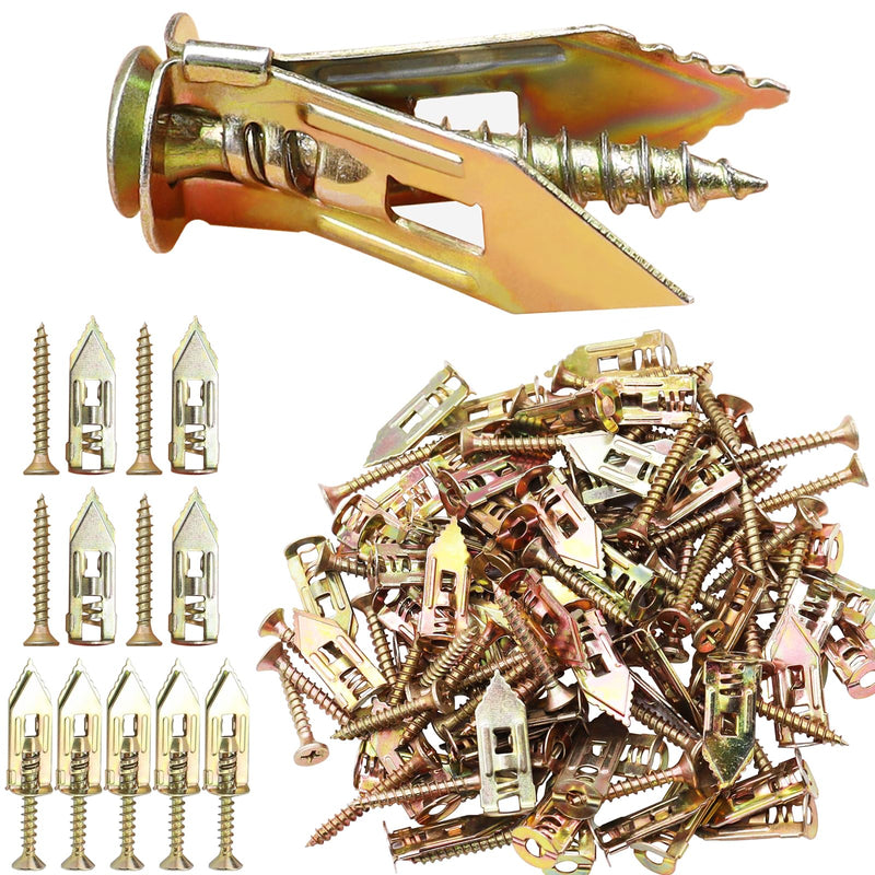 [Australia - AusPower] - 160 PCS Self-Drilling Drywall Anchors with Screws 2024 Upgraded Zinc Plated Steel Hollow Wall Anchors(0.47X1.18inch) and Screws, Easy Application No Drill or Holes in Wall 160 