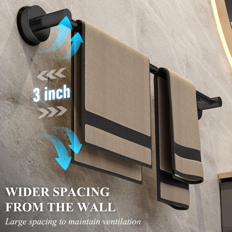 Large Towel Bar for Bathroom Wall,Adjustable 17~29 Inch Towel Racks for Bathroom Wall Mounted,Towel Holder for Glass Shower Door,Bathroom Accessories,Apparment Essentials,Home Decor-Black Black