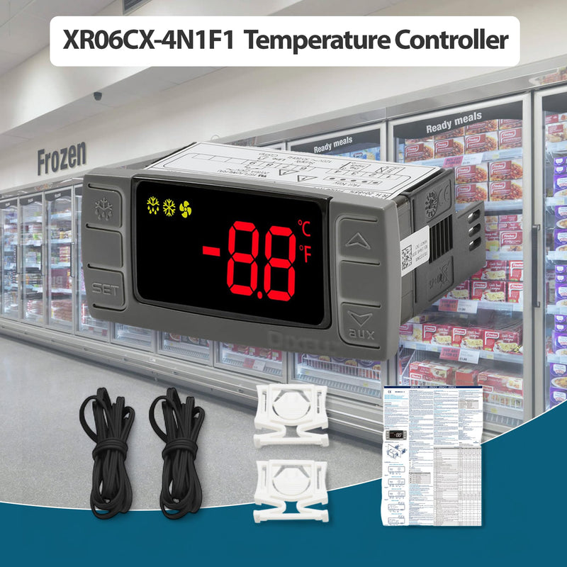 [Australia - AusPower] - for Dixell XR02CX-4N1F1 Temperature Controller Digital Thermostat Controller with Temperature Sensing Probe 120V 50-60Hz for Refrigerators, Freezers, Heating Appliances 