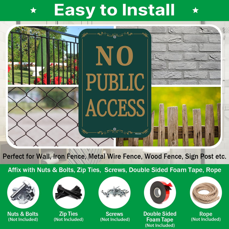 2 Pack No Public Access Signs No Entry Is Allowed Without Permission Signs 18x12 inches Metal Reflective Rust Aluminum UV Protected Waterproof Sturdy Easy Mounting