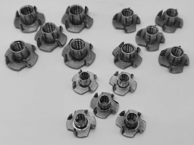 [Australia - AusPower] - T Nut Tee Nut 4 Pronged T-Nut Tee Nut,4 Pronged T Blind Nut Stainless Steel for Wood, Rock Climbing Holds, Cabinetry, 1/4",5/16",3/8" 50Pcs 1/4",5/16",3/8" 