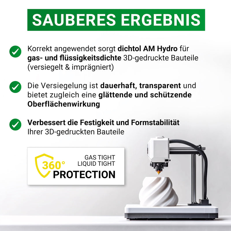 Dichtol AM Hydro for Sealing and impregnating 3D Prints, Sealing Agent for additive Manufacturing, Solvent-Free Sealer for 3D Printed Parts (250 ml) 250 ml