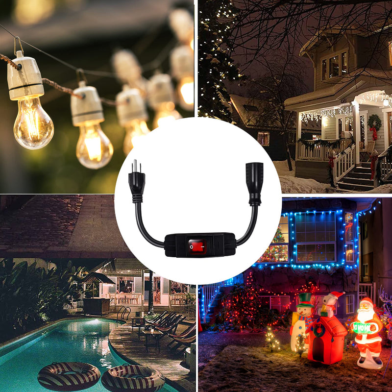 [Australia - AusPower] - Outdoor Waterproof On/Off Switch Extension Cord, Heavy Duty 125v/250v Black SJTW Cord (1.5 Ft, Black) 1.5 Ft 