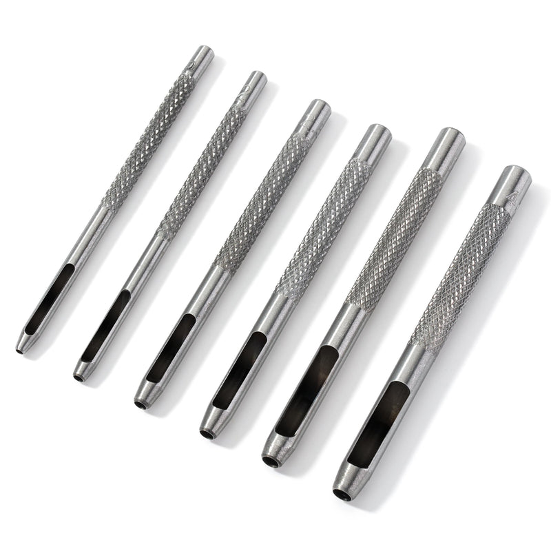 [Australia - AusPower] - UNCO- Hollow Leather Hole Punch Set, 6 pcs, Steel, Leather Hole Punch Tool, Leather Punch Tool, Hole Punch for Leather Punch Set, Hollow Punch Set, Gasket Hole Punch Set, Hollow Hole Punch Set 