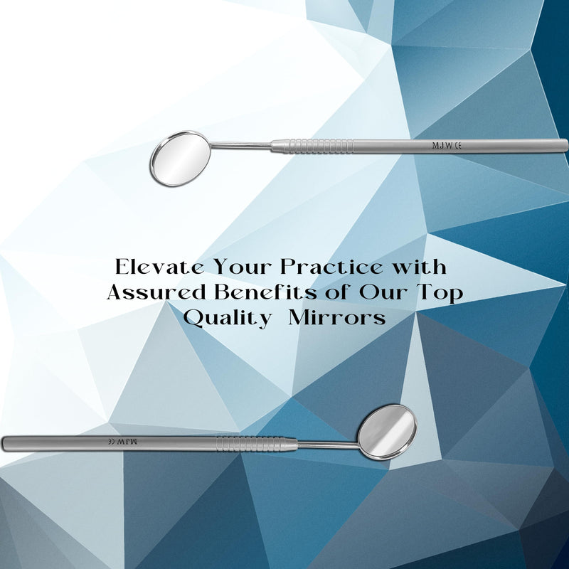 [Australia - AusPower] - MJW Excellent Quality Dental Mirror with Handle, Stainless Steel Dentist Tools for Teeth Cleaning Inspection, Oral Hygiene Mouth Mirror for Daily Use CE ,Silver 