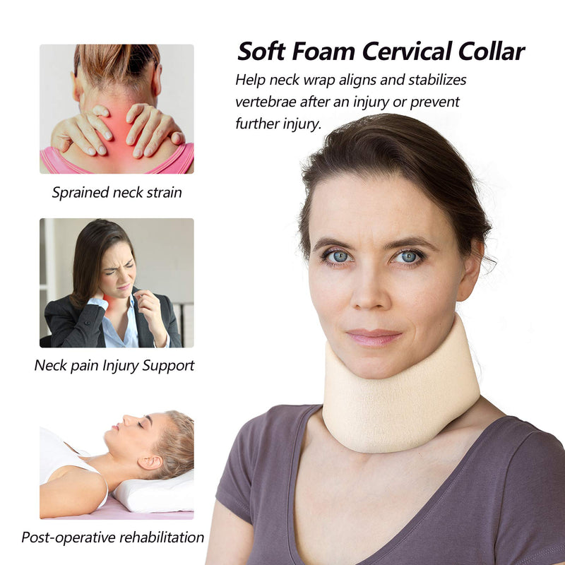 [Australia - AusPower] - Soft Foam Neck Brace Universal Cervical Collar, Adjustable Neck Support Brace for Sleeping - Relieves Neck Pain and Spine Pressure, Neck Collar After Whiplash or Injury (2.5" Depth Collar, M) White Narrow 2.5" Depth Collar Medium (13.3-15.7 Inch) 