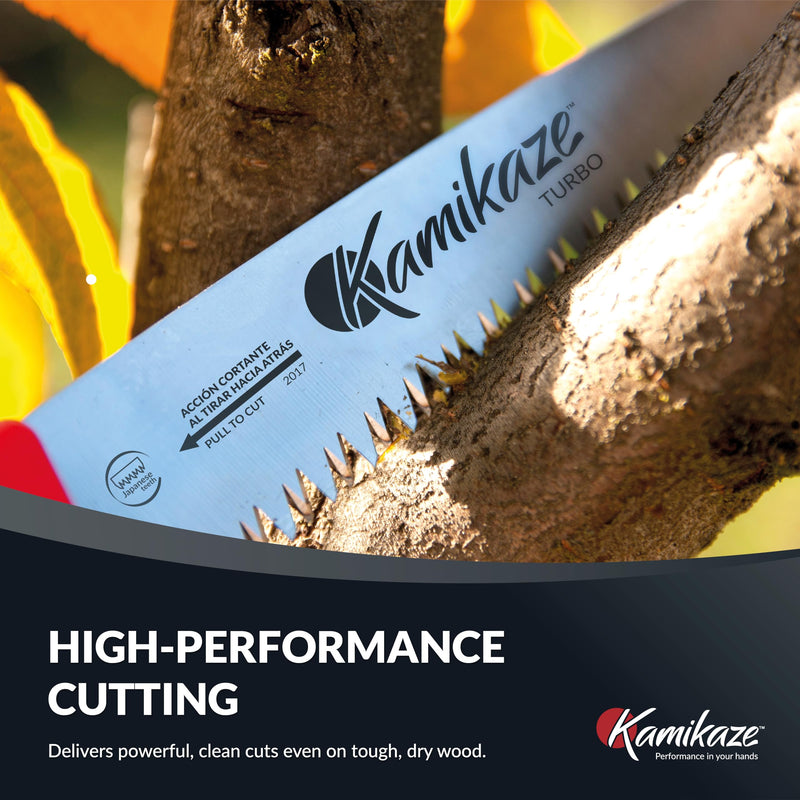 EZ Kut Kamikaze Straight Blade Pruning Saw – 18" Heavy Duty SK5 Carbon Steel – Japanese Pull-Cut Technology – Ergonomic Anti-Fatigue Grip – Tree Trimming Hand Saw with Scabbard Straight Saw
