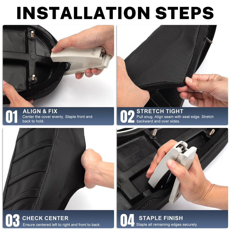 Ebike Seat Cover Upgraded for Ridstar Q20/Q20 pro EBikes Waterproof Non-Slip Seat Cover with Elastic Strap Seat Covers for Electric Dirt Bike (White with Black Ribs) White with Black Ribs