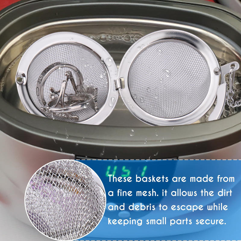 [Australia - AusPower] - AIERSA Ultrasonic Cleaner Basket, 2Pcs Stainless Steel Basket for Ultrasonic Jewelry Cleaner,Small Part and Jewelry Cleaner Solution 2 pack 