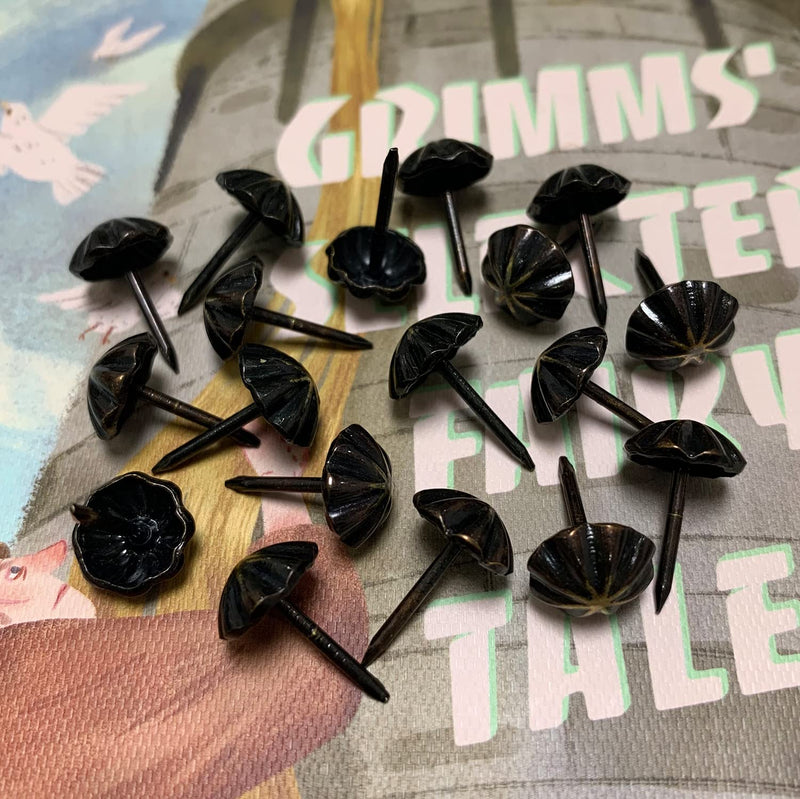[Australia - AusPower] - Upholstery Tacks, Furniture Upholstery Nails for Decorative, 100 PCS 7/16 inch Decorative Tack for Furniture DIY Decorative, Pumpkin Shape Nail Copper Renaissance/Matt Black 