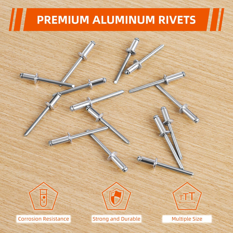 [Australia - AusPower] - 1/4" x 1/2" Aluminum Blind Rivets, Silver, 6.5 x 12.7mm Pop Rivets, 100 PCS 1/4" x 1/2" 