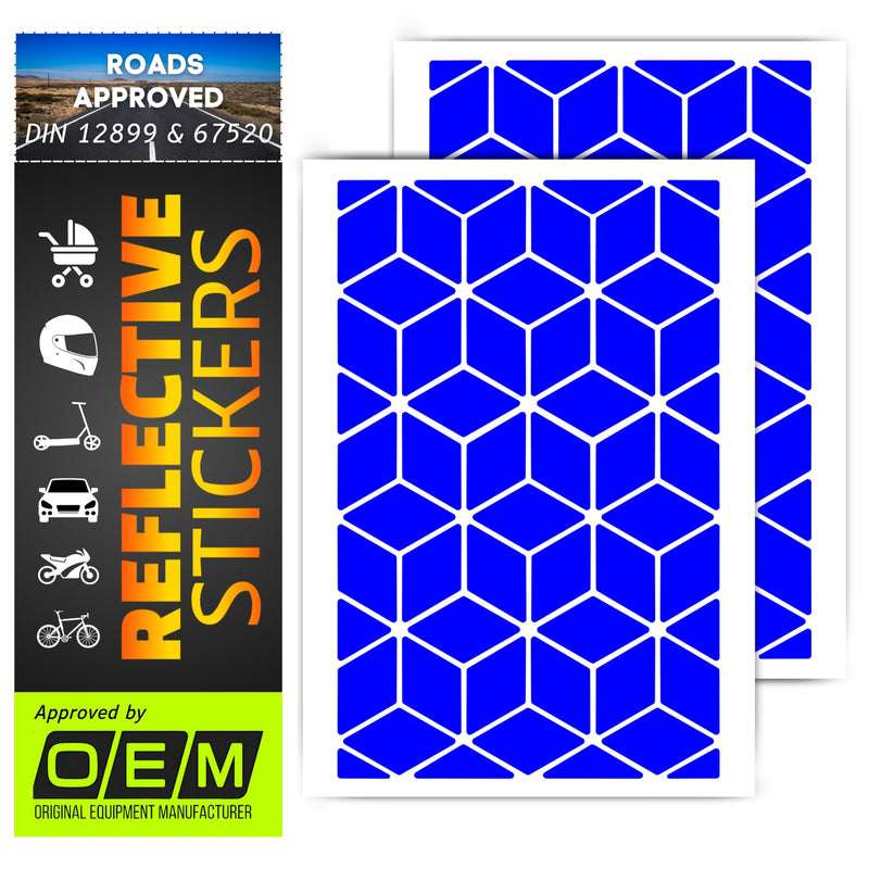DIN 67520 & ECE 104 Reflector Sticker Made with Ora FOL 5600 self-Adhesive, Waterproof, UV-Resistant, car Trailer, Motorcycle, Bicycle, Helmet, Children's Rectangular (Blue) blue