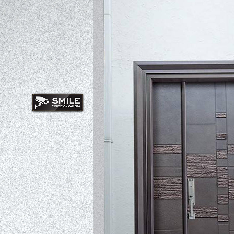 [Australia - AusPower] - Smile Your on Camera Signs 4 Pack 9" x 3.1" Acrylic Camera Signs for Home Security, Include Adhesive Backing 