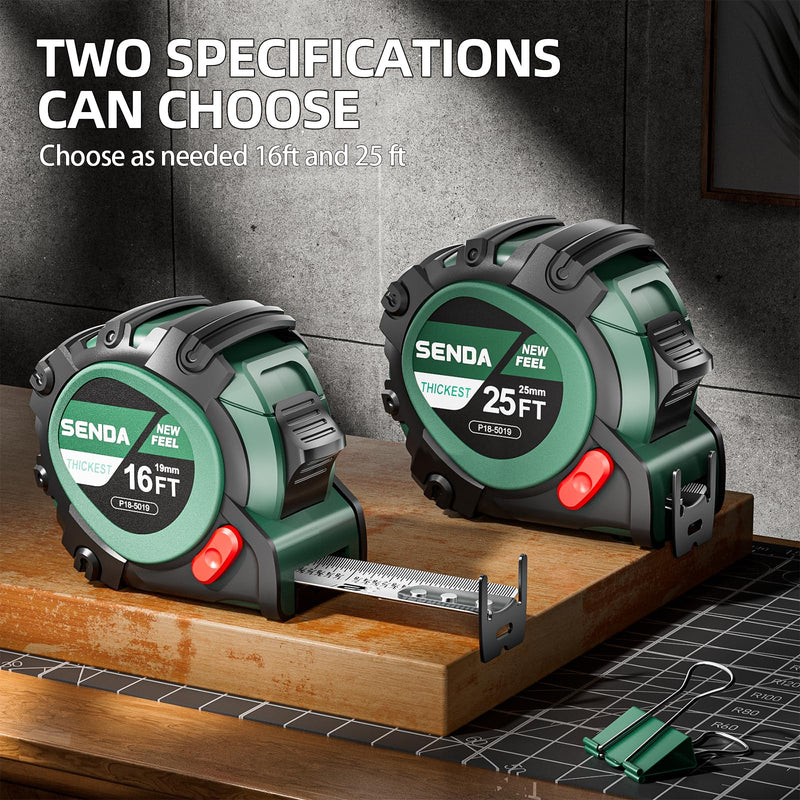 [Australia - AusPower] - Tape Measure 25Ft,Heavy Duty Measuring Tape with 25mm Wide with Three Stops, High Precision Retractable Measuring Tape,Rubber for Comfortable Grip, Fraction Markings(25FT*2) 2 7.6 m 