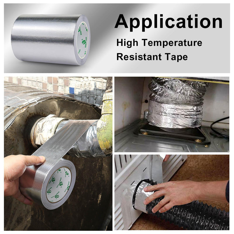 BOMEI PACK Adhesive Aluminum Foil Heat Shield Tape 1 Pack 6inch x 66ft,Barrier Fiberglass Thermal Insulation Reflective Material High Temp Protectionn 6in*66ft