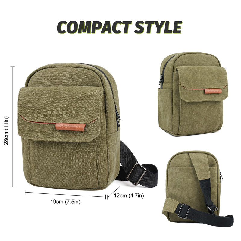 [Australia - AusPower] - Small Camera Bag for Photographer Canvas Sling Bag Purse Waterproof Dslr Bag Compatible with Nikon Sony for Men and Women Army green 