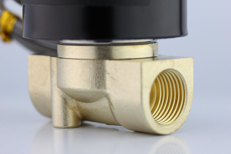 U.S. Solid 3/8" Brass Electric Solenoid Valve - 12V DC, VITON Gasket, Direct Acting, Normally Closed for Air, Gas, Fuel Applications 3/8 Inch