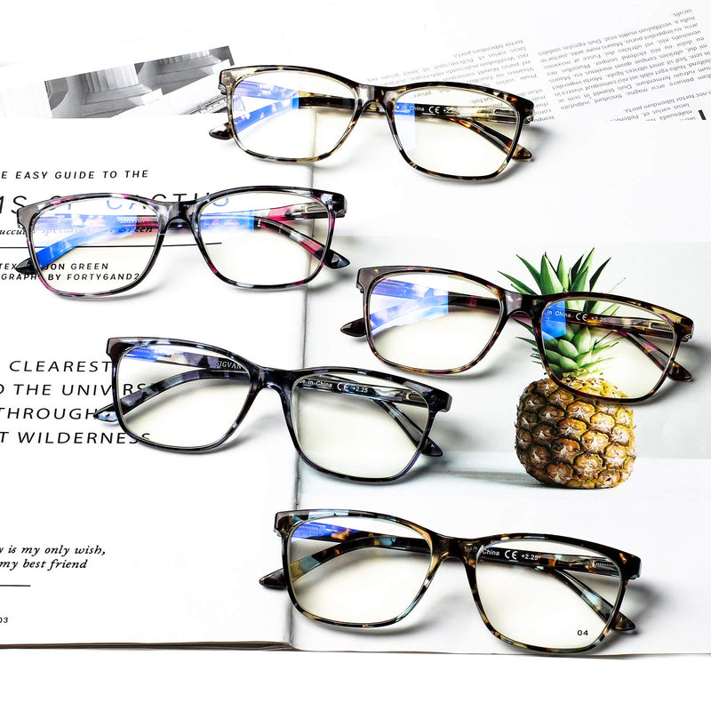 [Australia - AusPower] - SIGVAN Ladies Reading Glasses Blue Light Blocking Spring Hinge Fashion Pattern Print Eyeglasses for Women Multicolour 2.0 x 