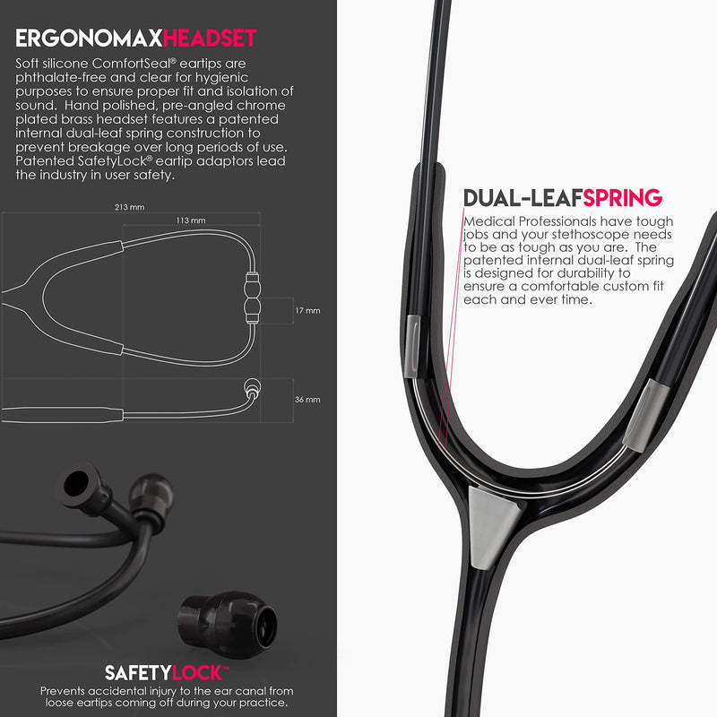 [Australia - AusPower] - MDF Instruments Acoustica Lightweight Stethoscope for Doctors, Nurses, Students, Black + MDF LUMiNiX Illuminator Medical Professional Diagnostic Penlight 