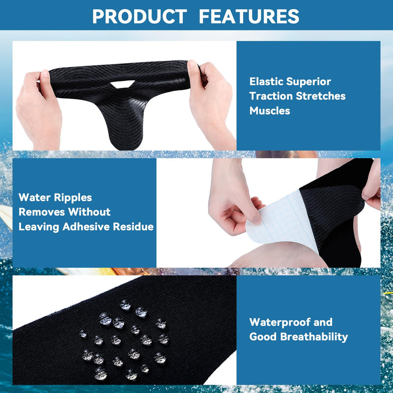 30 Pcs Precut Kinesiology Tape for Ankle Waterproof Breathable Cotton Ankle Tape Sprain Prevention Pain Relief Ready-to-Apply Professional Athletic Support for Daily Use (Black) Black