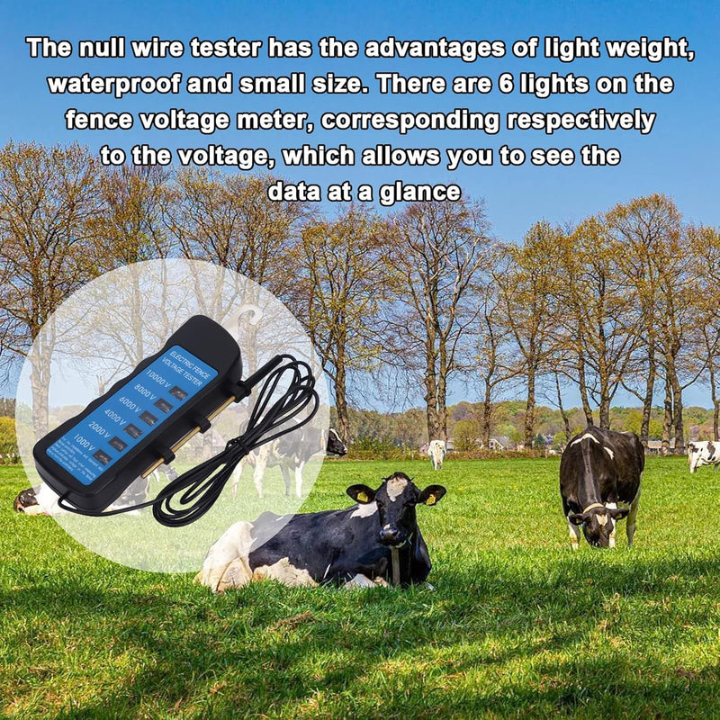 [Australia - AusPower] - Uadme Pasture Fence Tester, Long Term Use, Voltage Tester, Current Meter, Electric Fence, Troubleshooter, Voltmeter, 1000-10000 V with 6 Lamps, for Agricultural Livestock Equipment 